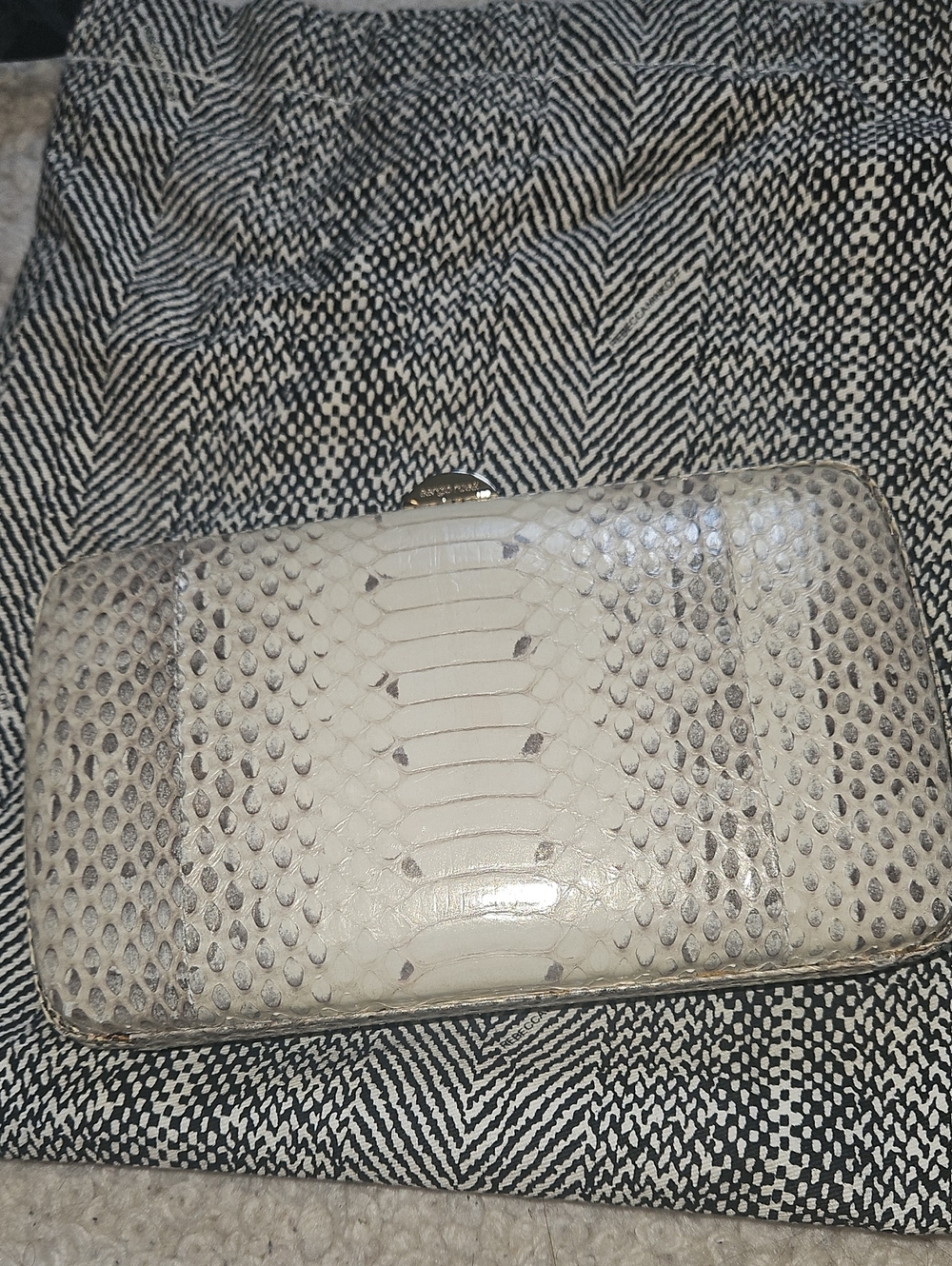 Sergio Rossi White Snakeskin-Effect Women's Clutch Wallet